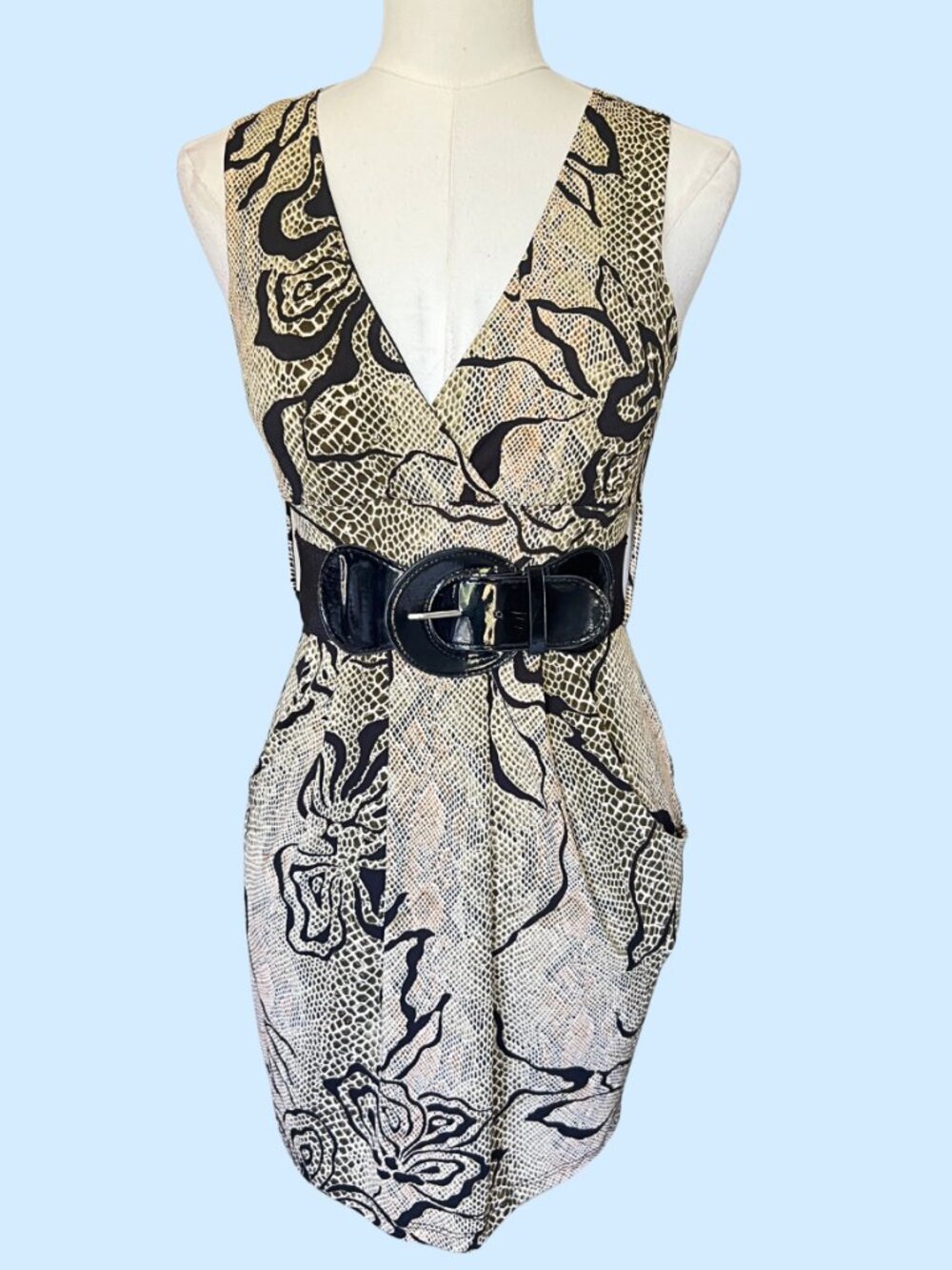 Y2K Body Central Belted Abstract Print Mini Dress